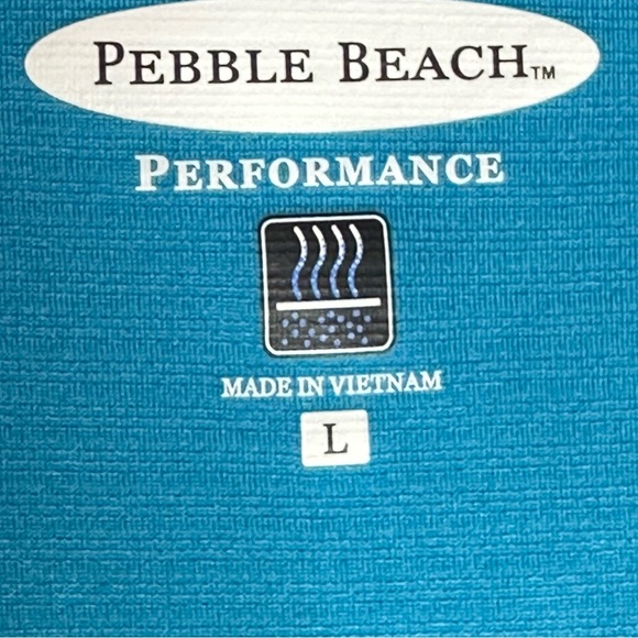 Pebble Beach Blue Fitted Golf Polo Button Down Shirt - Picture 3 of 3